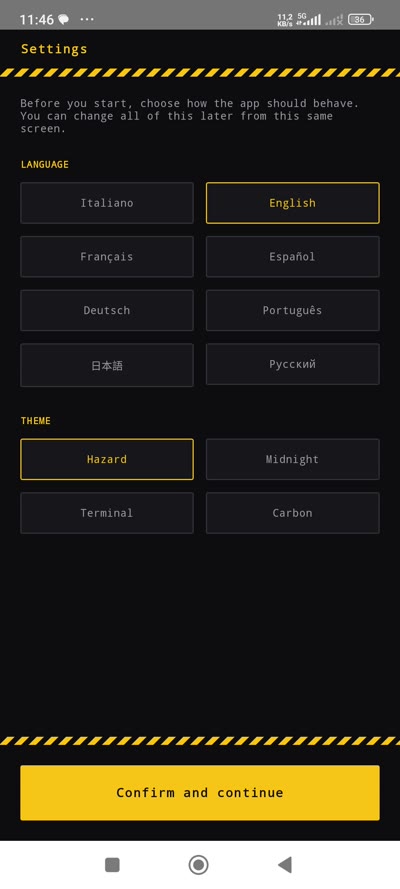 Settings English
